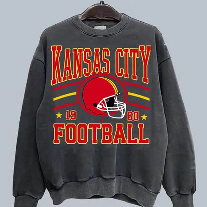 Retro Football Fan Crewneck – Oversized 90s Sports Graphic Pullover