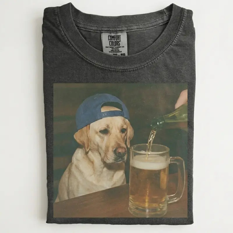 Dog Beer Tee – Vintage 90s Edgy Dog Meme Shirt