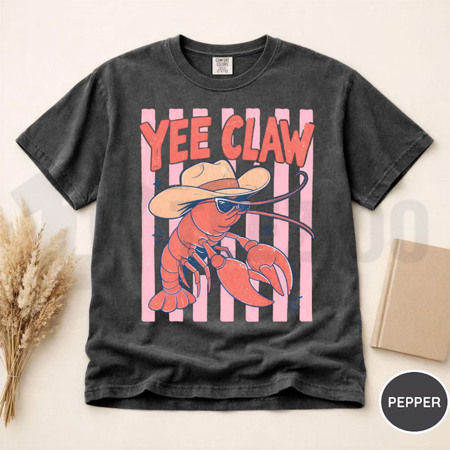 Lobster Cowboy Comfort Colors Shirt – Funny Yee Claw Coastal Cowgirl Tee - Teezioo