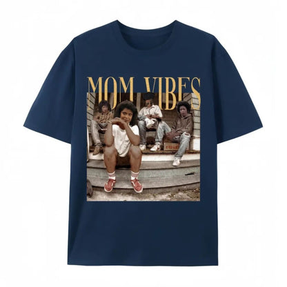 Mom Vibes Vintage T-Shirt – Retro 90s Nostalgia Motherhood Graphic Tee, Unisex Cotton Shirt - Teezioo