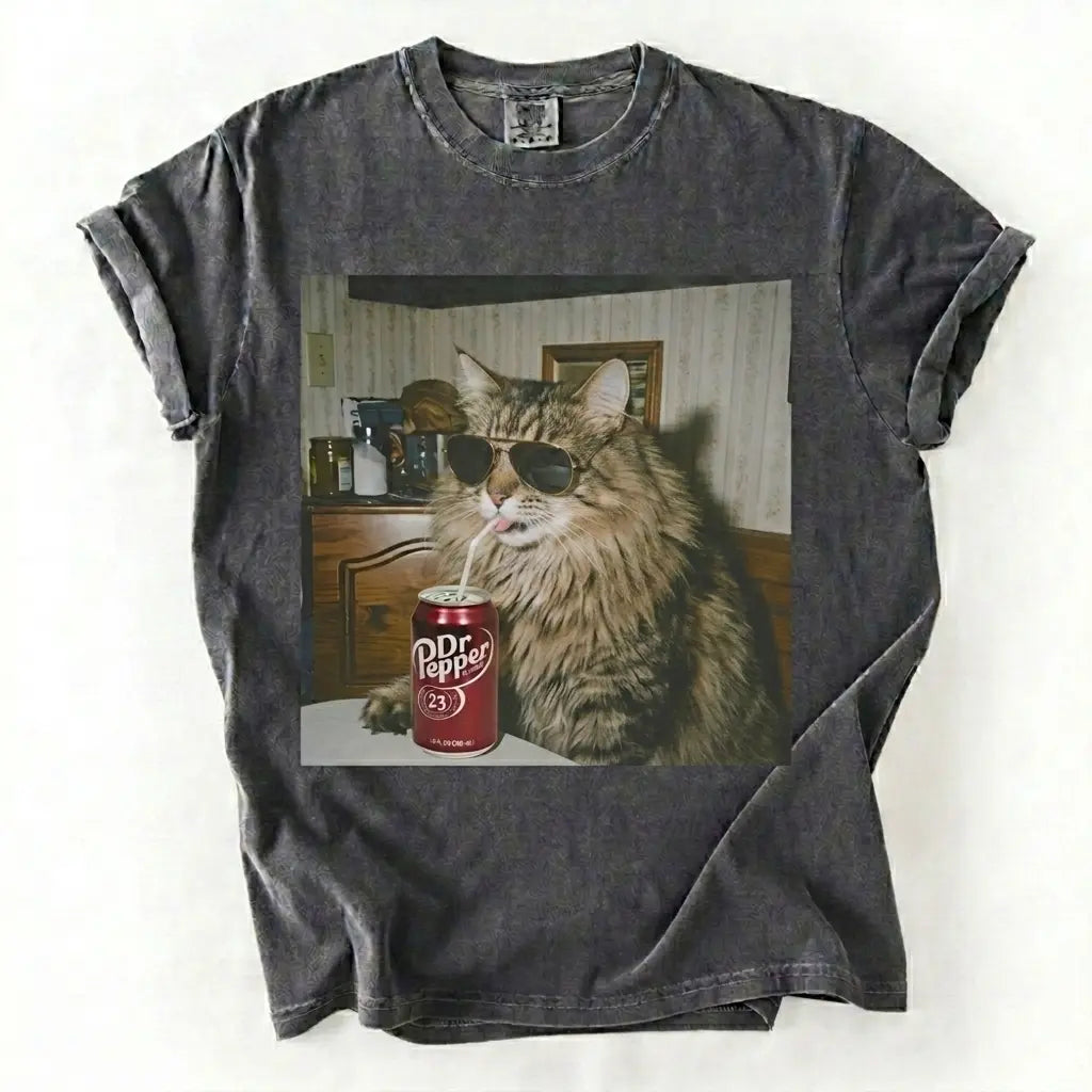 Cat Breeds Drinking Soda Graphic T-Shirt