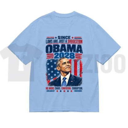 Retro Campaign Typography Top – Obama 2028 Bold Election Graphic Apparel - Teezioo