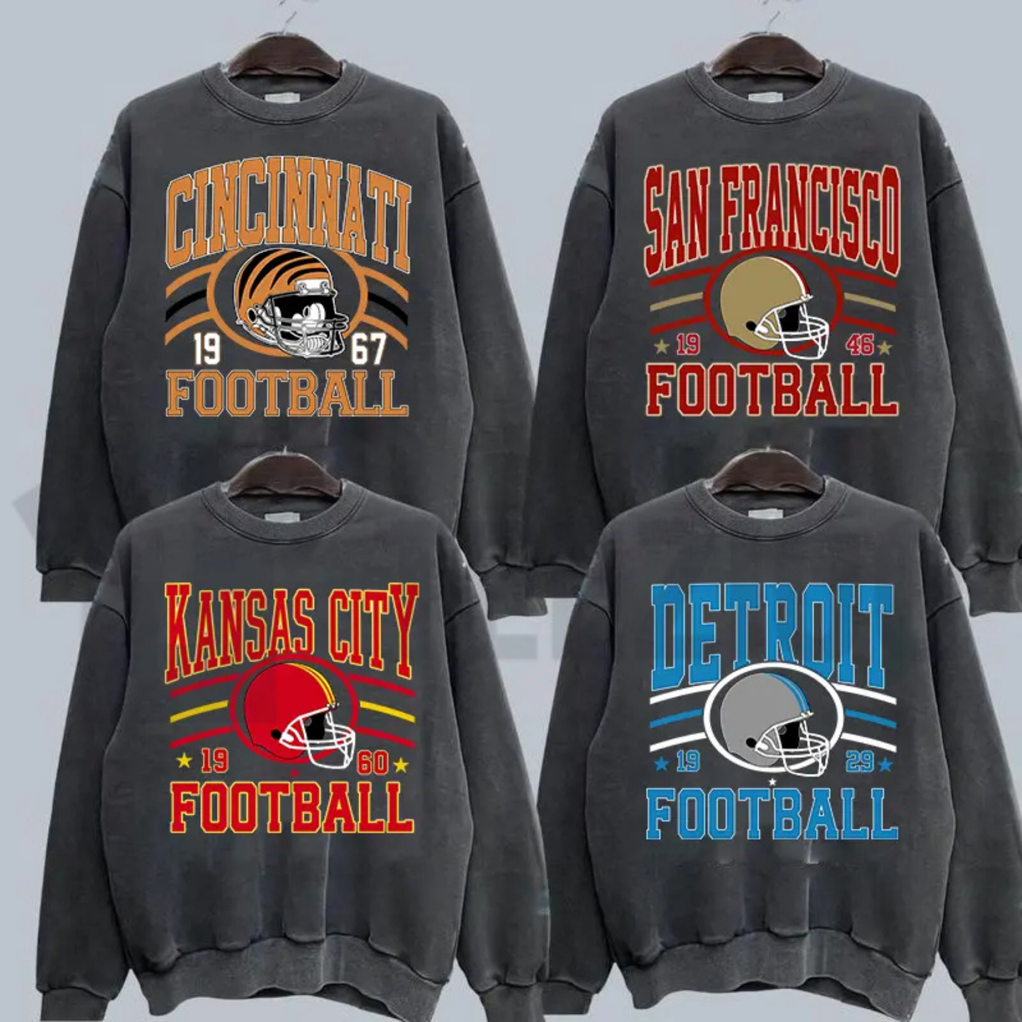 Retro Football Fan Crewneck – Oversized 90s Sports Graphic Pullover - Teezioo