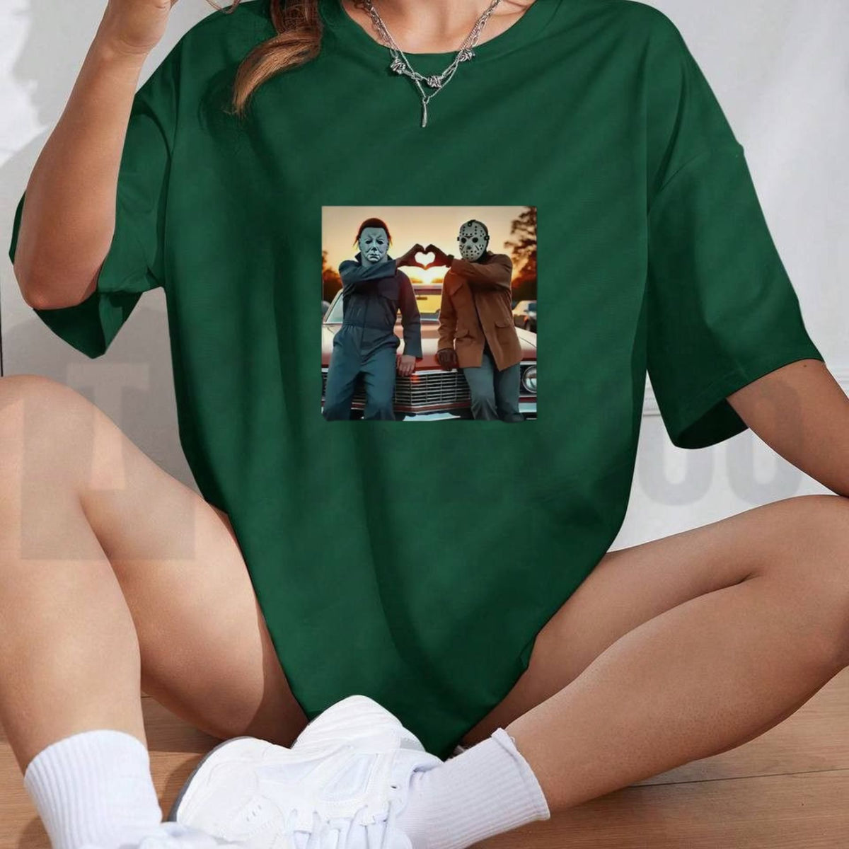Retro Horror Movie Top – Vintage Michael Myers Heart Hands Graphic Apparel - Teezioo