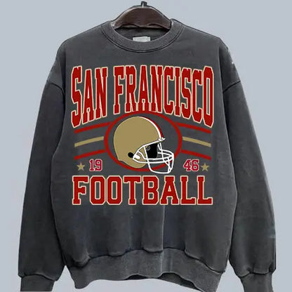 Retro Football Fan Crewneck – Oversized 90s Sports Graphic Pullover