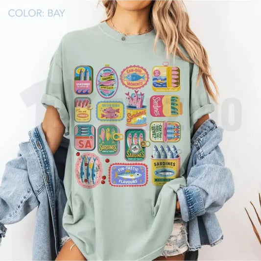 Sardines Vintage Tin Comfort Colors Shirt – Retro Mediterranean Fish Graphic Tee - Teezioo
