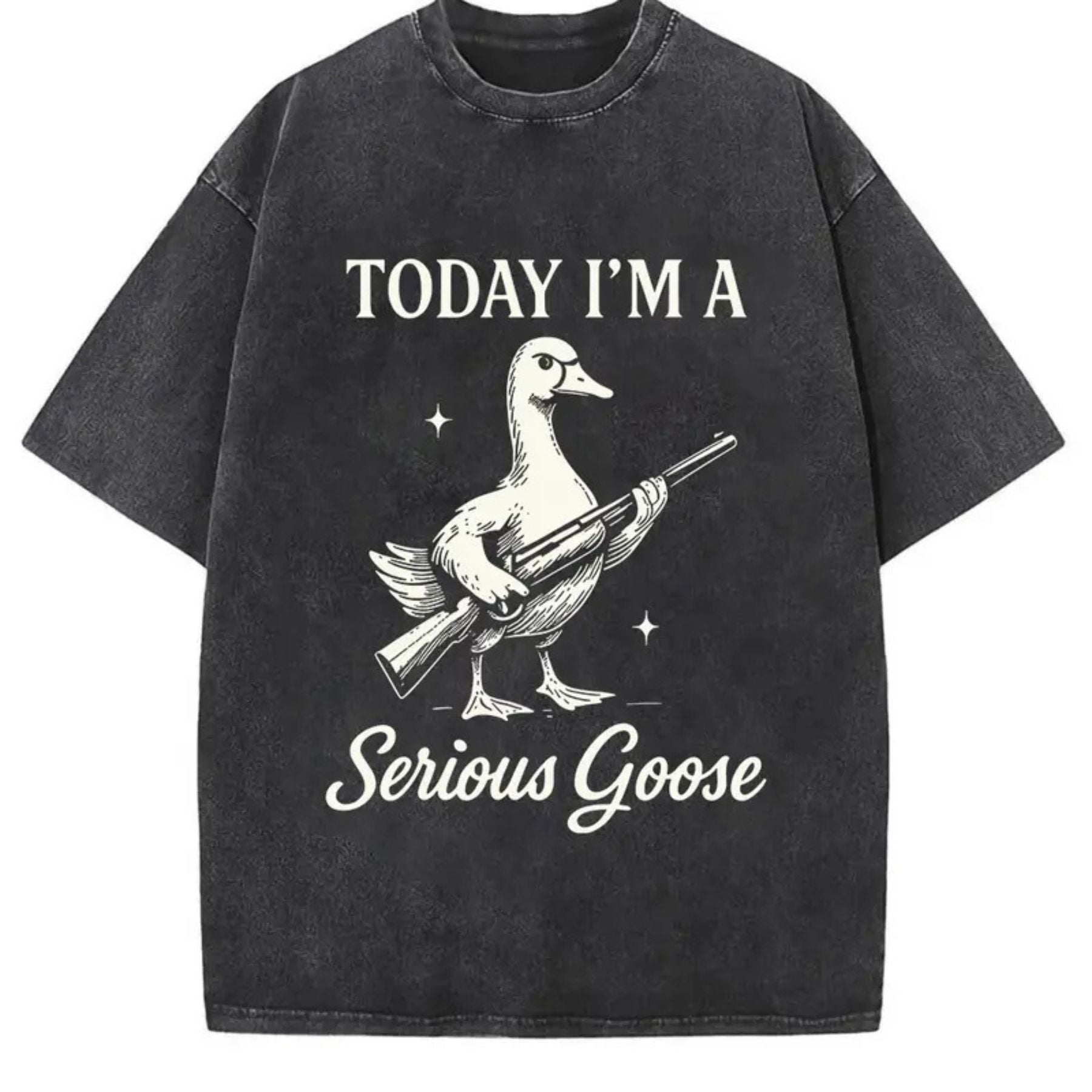 Serious Goose Graphic T-Shirt – Quirky Animal Art & Funny Slogan Tee, Premium Washed Cotton Standout Casual Wear for Men & Women - Teezioo