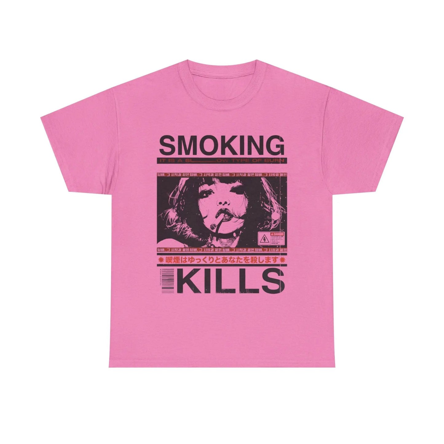 "Smoking Kills" Manga Style T-Shirt – Retro Anime Aesthetic Graphic Tee, Unisex Cotton Shirt - Teezioo