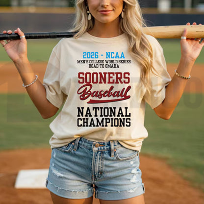 Sooners Baseball 2026 MCWS Champions Comfort Colors Shirt – Vintage Collegiate Tee - Teezioo