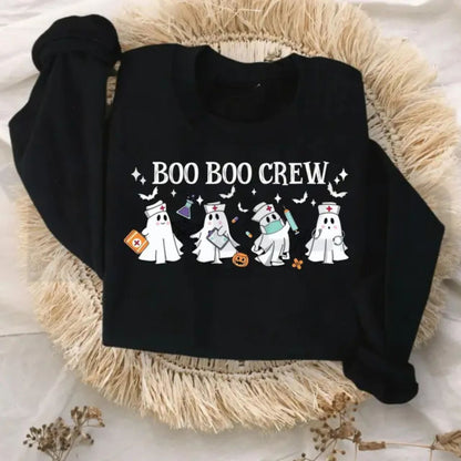 Spooky Healthcare Ghost Sweatshirt – Cute Halloween Medical Crewneck - Teezioo