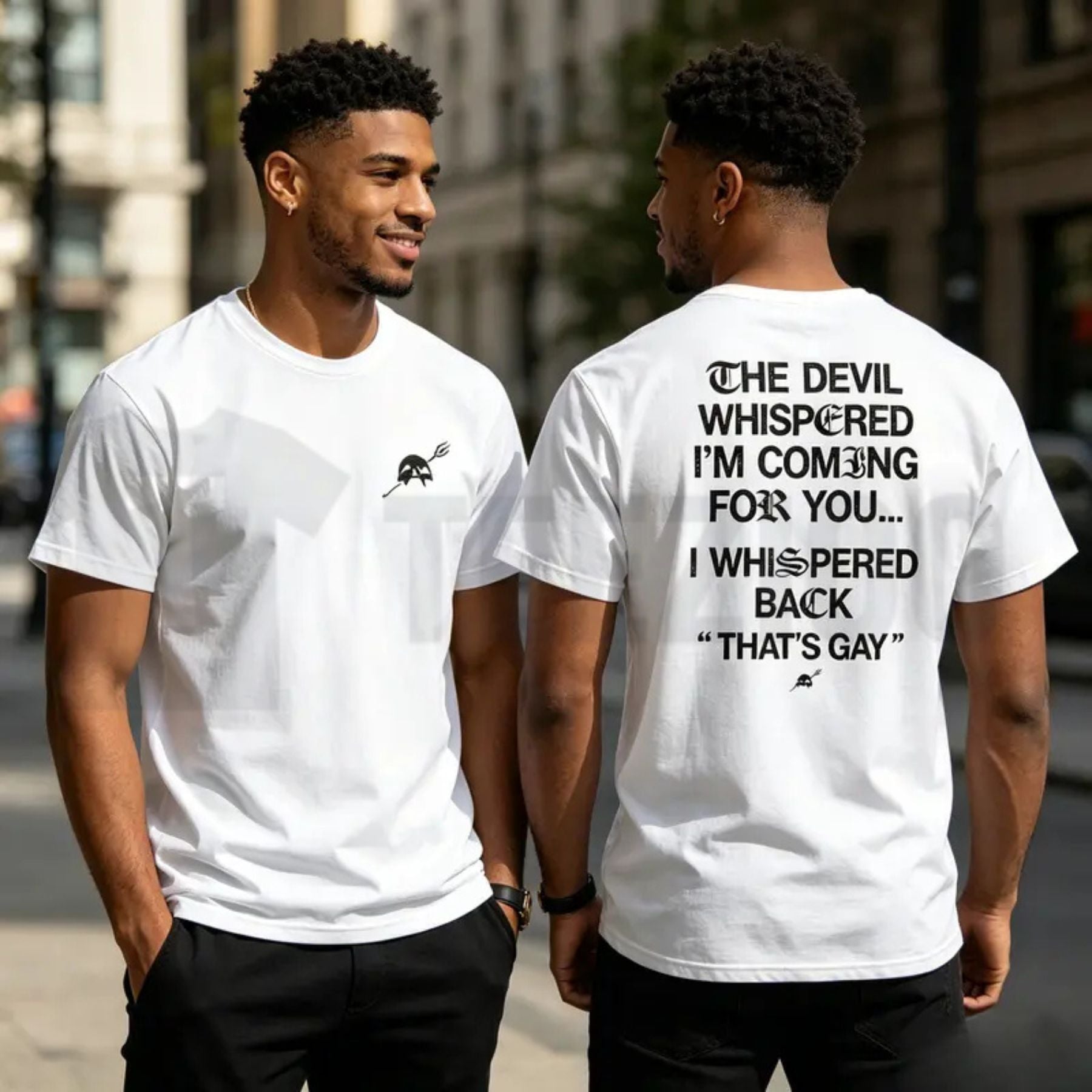 The Devil Whispered I'm Coming For You Funny Sarcastic Training Men's T-Shirt - Teezioo