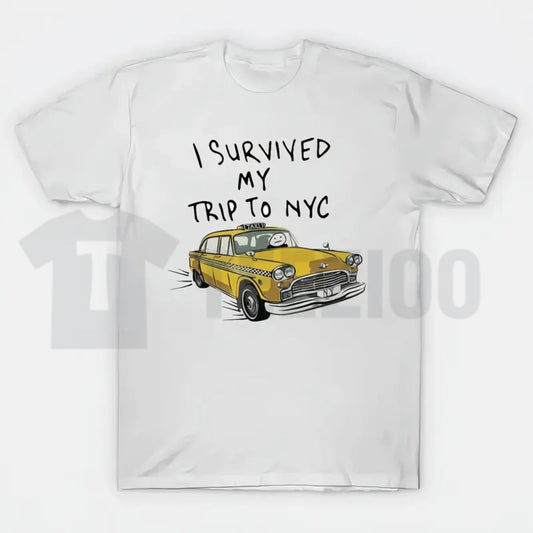 Tom I Survived My Trip To NYC White Tee – Movie Parody Graphic Shirt.. - Teezioo