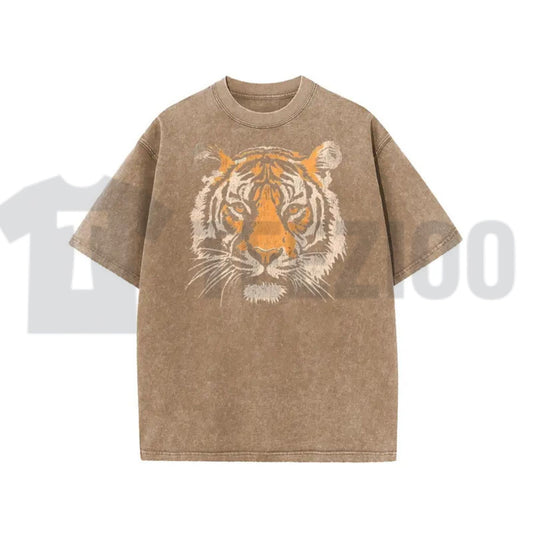 Vintage Tiger Graphic T-Shirt – Acid Washed Heavyweight Oversized Tee - Teezioo