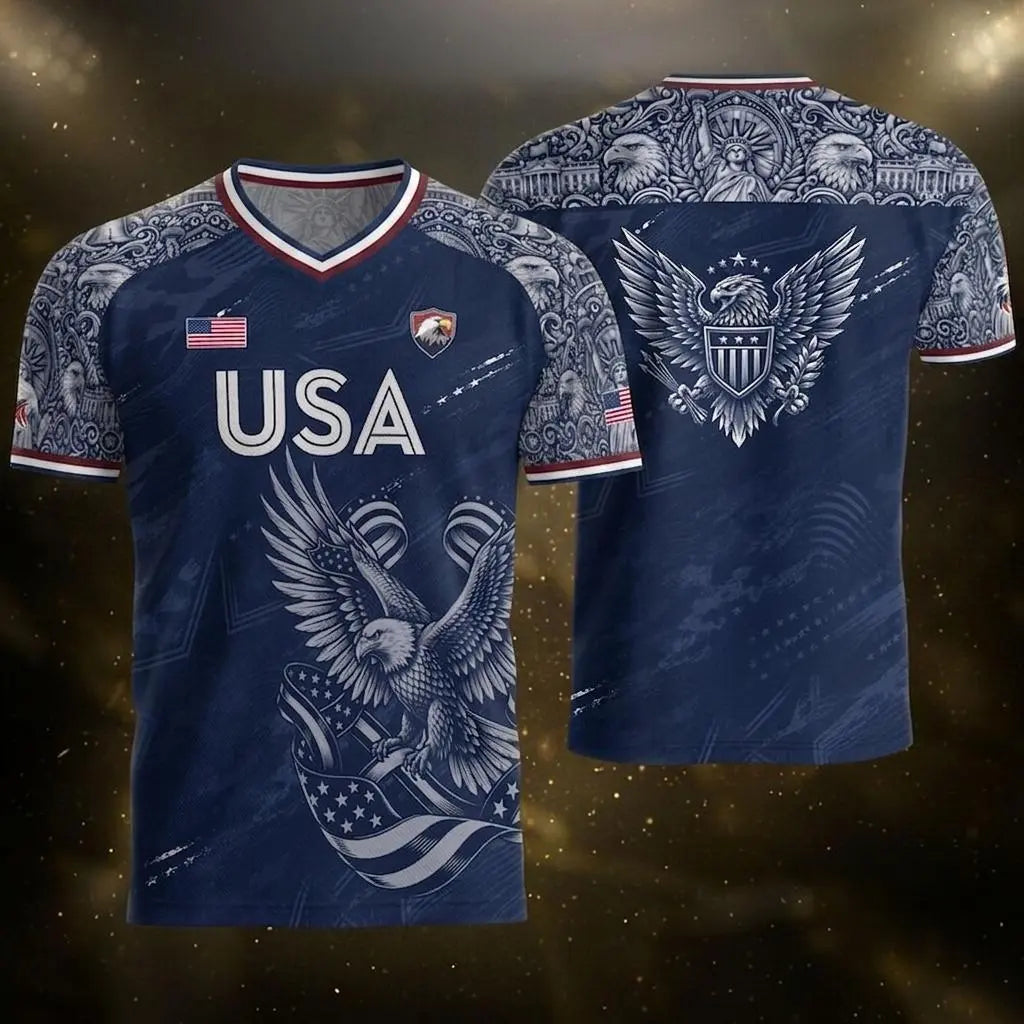 USA 2026 V-Neck Soccer Fan Jersey – Retro Football