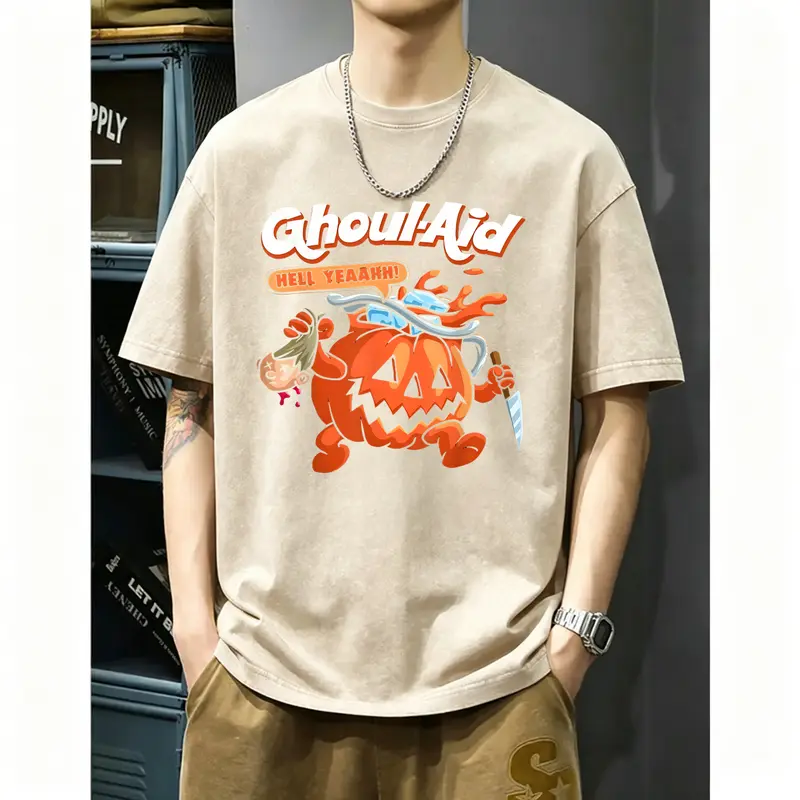 Halloween Ghoul Aid Pumpkin Shirt - Retro Spooky Season Parody Graphic Tee