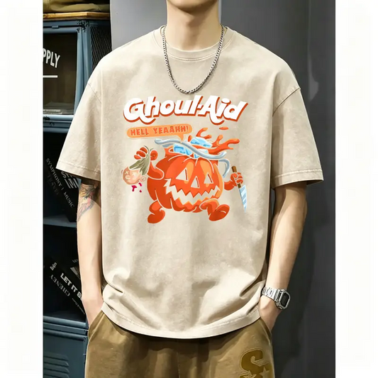 Halloween Ghoul Aid Pumpkin Shirt - Retro Spooky Season Parody Graphic Tee