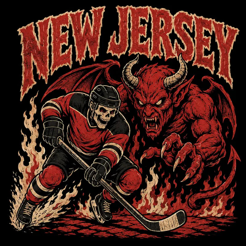 USA 32 Teams Ice Hockey Skull Vintage Sweatshirt - 90s Game Day Crewneck