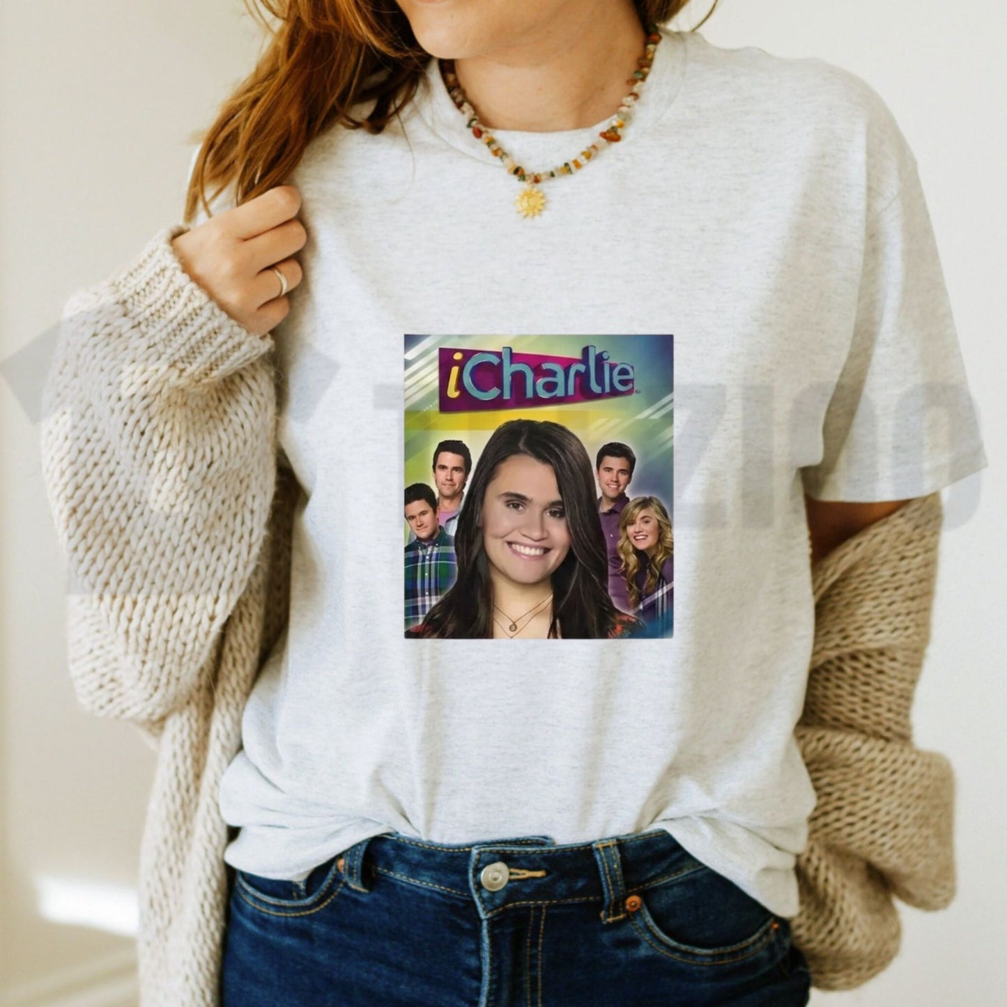 iCharlie Cast Photo Retro TV Show Poster Print Nostalgia Graphic T-Shirt - Hiyatee